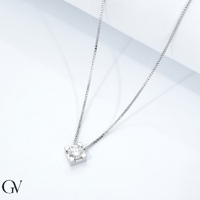 Weißgold Kette mit Diamant Anhänger 0,70 ct 