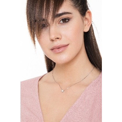 Weißgold Kette mit Diamant Anhänger 0,70 ct 