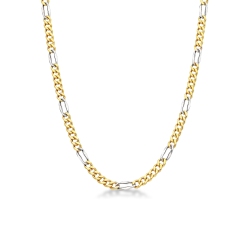 Panzerkette aus Weißgold und Gelbgold 18K, 50 cm
