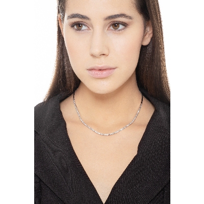 Tennis-Collier aus 18k Weißgold mit 0,01 Karat Diamanten 