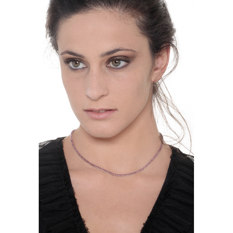 Tennis Halskette mit Rubinen Weißgold