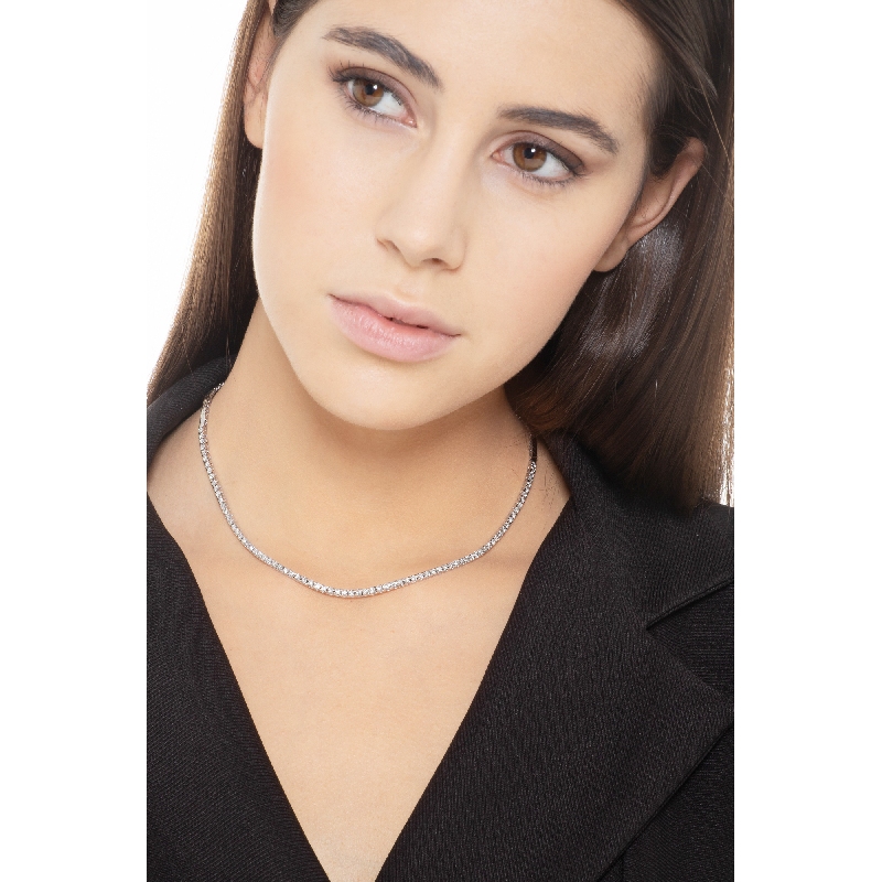 Tennis Collier Weißgold 18 Karat mit Diamanten
