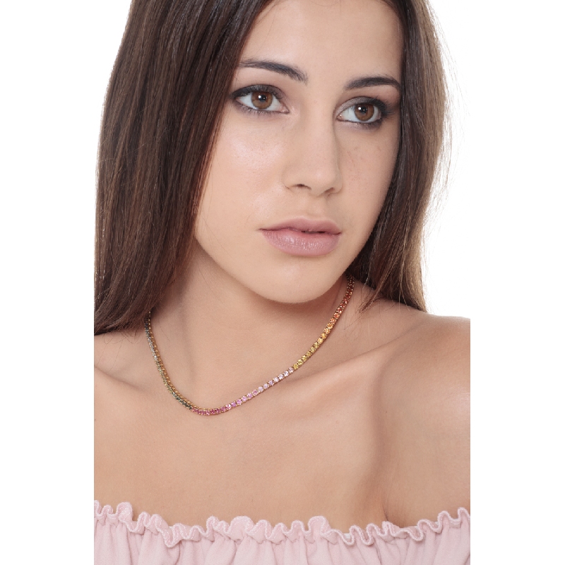 Saphir Tenniskette 18 K Gold, Rainbow Kollektion Saphir Tenniskette 18 K Gold, Rainbow Kollektion