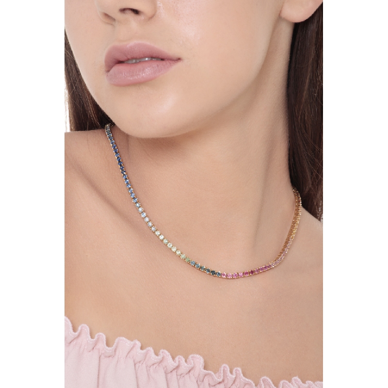Saphir Tenniskette 18 K Gold, Rainbow Kollektion Saphir Tenniskette 18 K Gold, Rainbow Kollektion