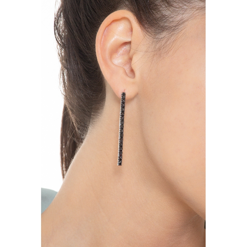 Tennis Ohrhänger Weissgold mit schwarzen Diamanten