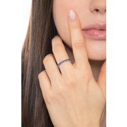 Memoire Ring Weißgold 18K mit blauen Saphiren  2