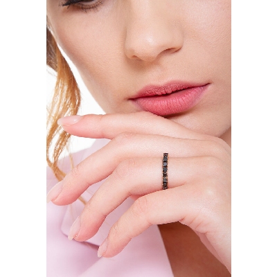 Eternity Ring Roségold 18K schwarzen Diamanten