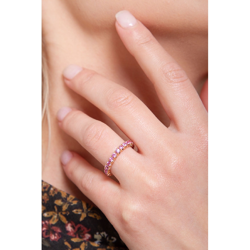 Memoire Ring aus Roségold 18K mit rosa Saphiren  Memoire Ring aus Roségold 18K mit rosa Saphiren