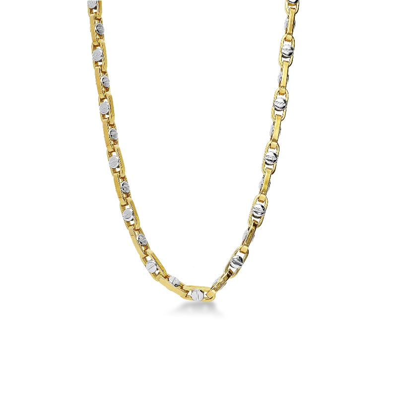 Gelbgold Weißgold 18 Karat Kette Herren
