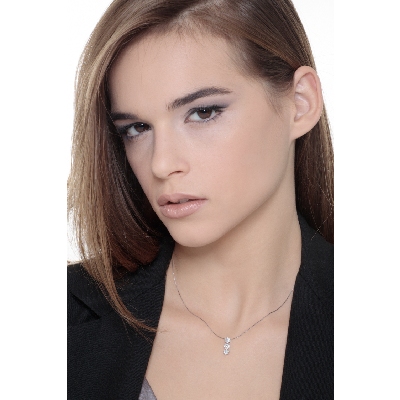 Blumenkette ILLUSION aus Weißgold mit 3 Diamantanhängern 