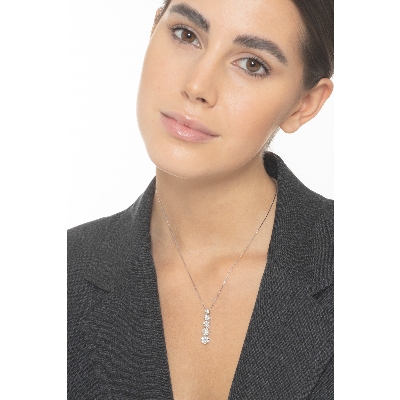 Diamant-Anhänger Halskette Damen Weißgold 750