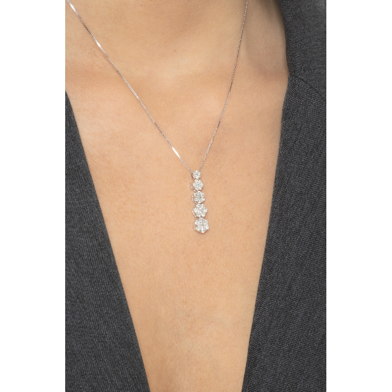 Diamant-Anhänger Halskette Damen Weißgold 750