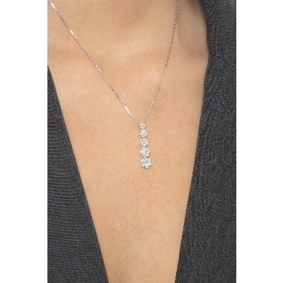 Diamant-Anhänger Halskette Damen Weißgold 750