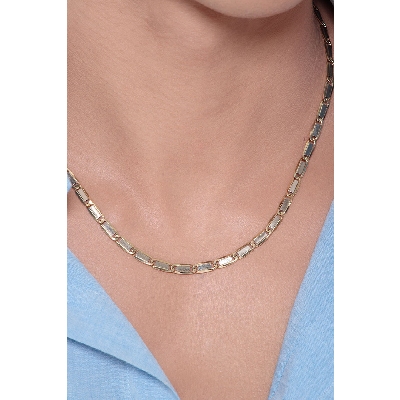 Halskette Herren Weissgold Gelbgold