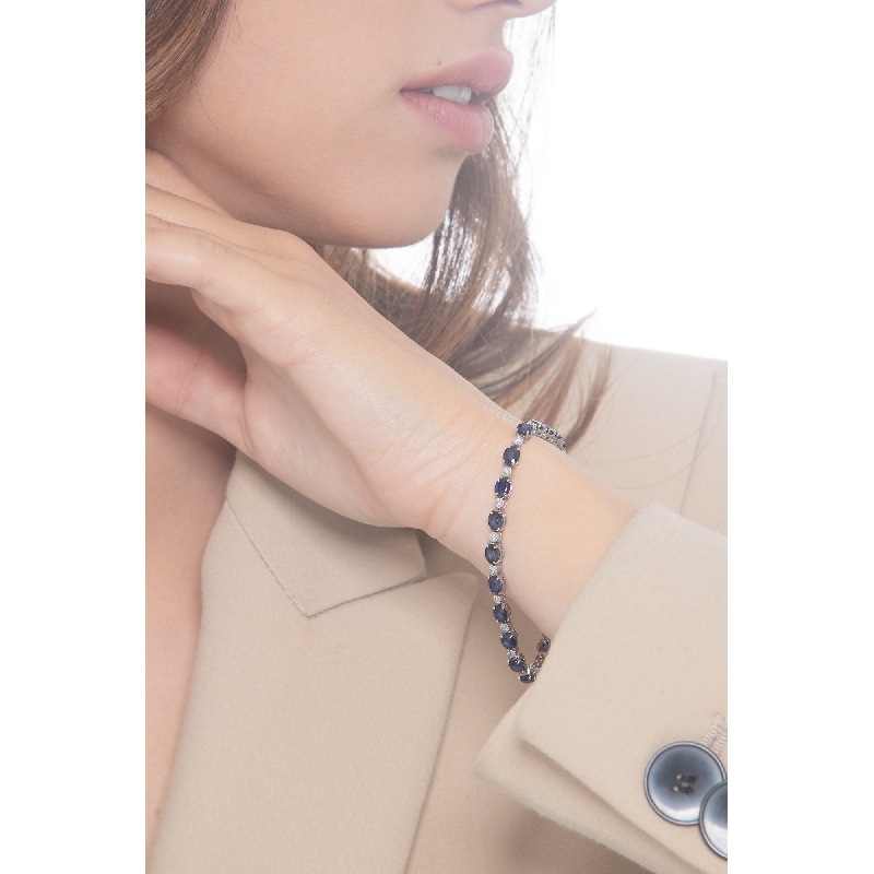 Damenarmband Weißgold mit blauen Saphiren und Diamanten Damenarmband Weißgold mit blauen Saphiren und Diamanten