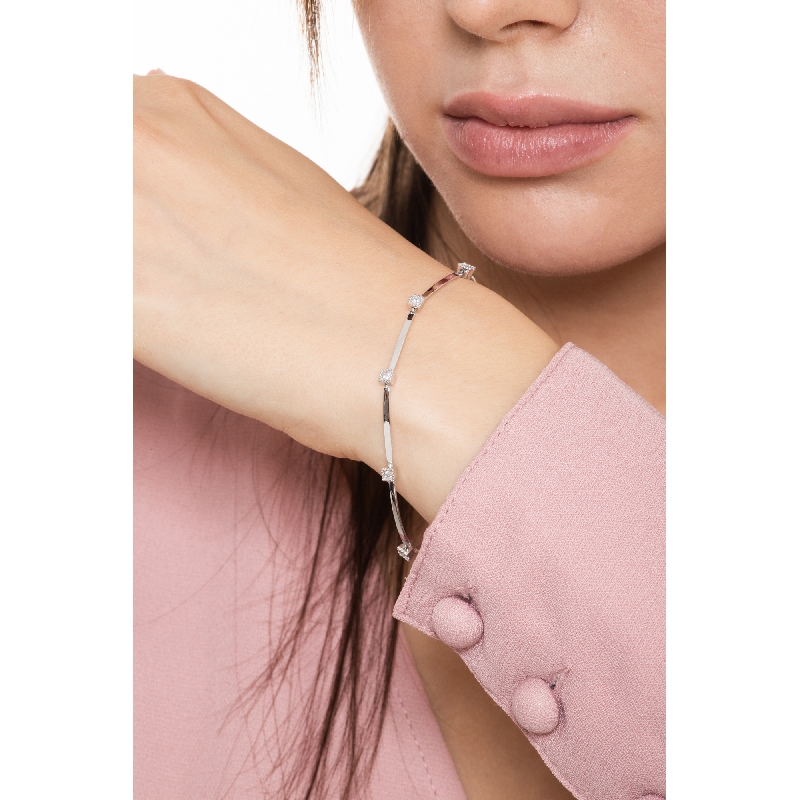 Damenarmband mit sieben Diamanten Weißgold