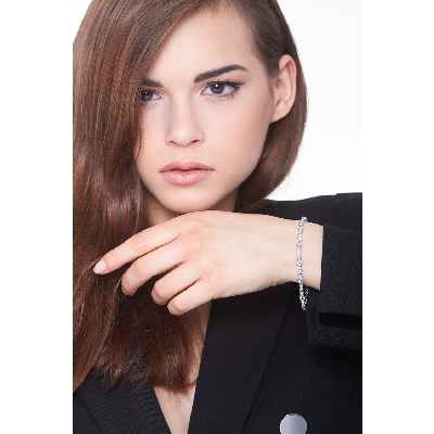 Diamanten und Aquamarin Armband Weissgold