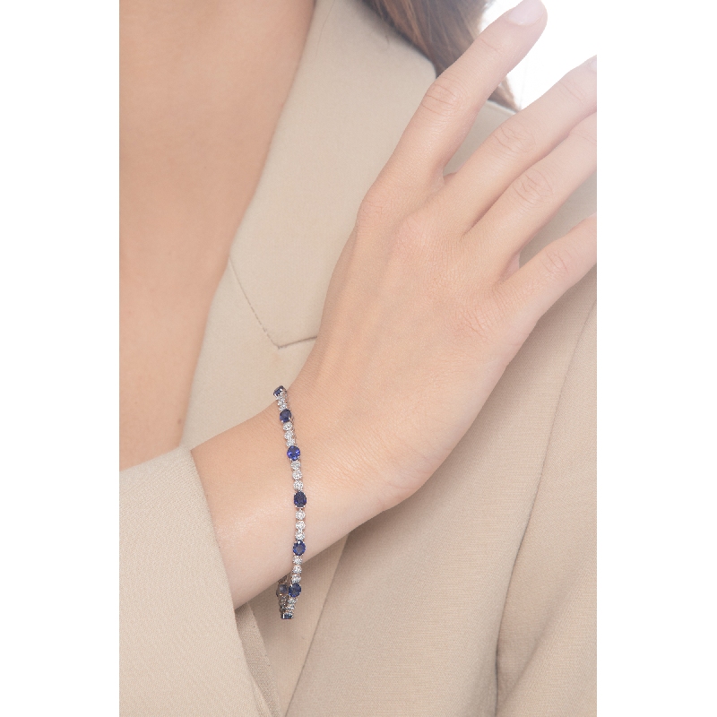 Damenarmband Weißgold mit blauen Saphiren und Brillanten  Damenarmband Weißgold mit blauen Saphiren und Brillanten