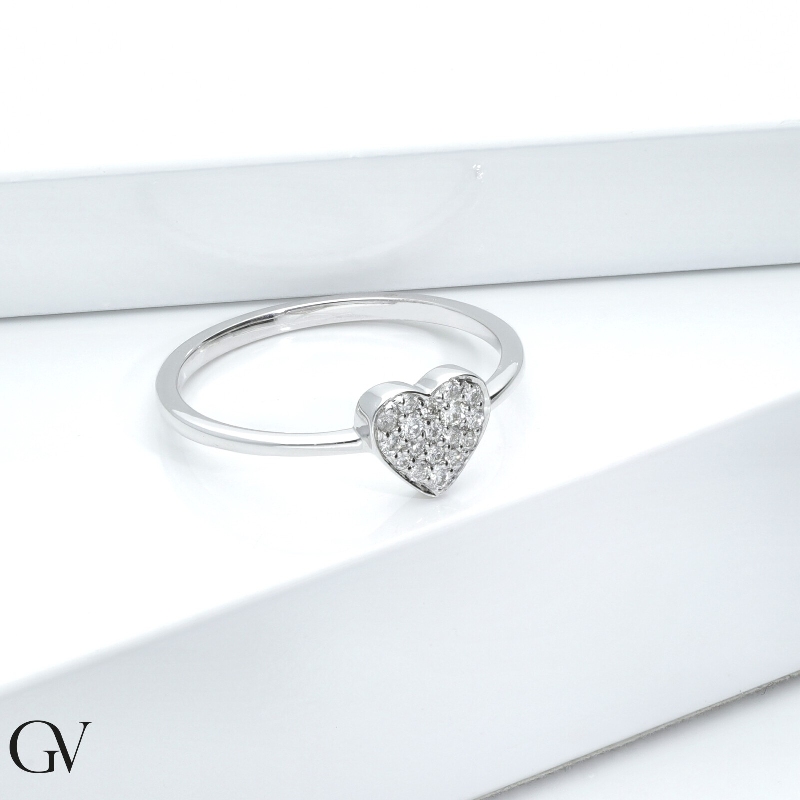 Diamant Herzring Weißgold 18K Diamant Herzring Weißgold 18K