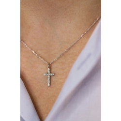Herrenkette mit Diamant Kreuz Weissgold, 50 cm 2