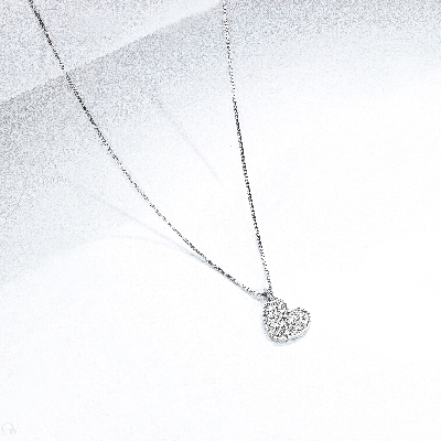 Weißgold Halskette mit Herz-Anhänger aus Brillanten