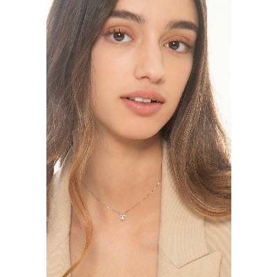 Weißgold 750 Herzkette mit Diamanten