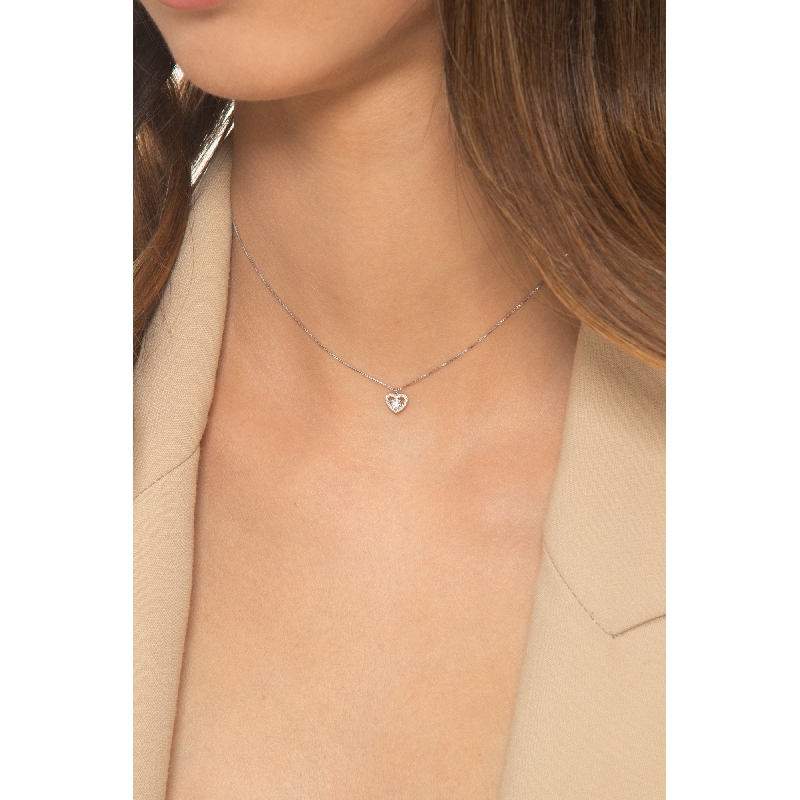 Weißgold 750 Herzkette mit Diamanten Weißgold 750 Herzkette mit Diamanten