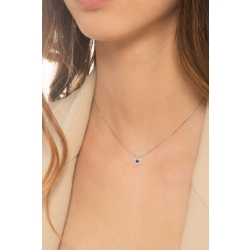 Herzkette Weißgold 18K mit einem blauen Saphir und Brillanten  2