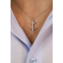 Weißgold 18K Herrenkette mit Anker aus Diamanten, 50 cm 2