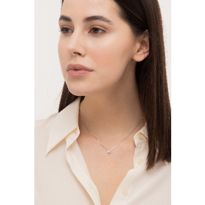 Weißgoldkette Damen mit Diamant-Anhänger 