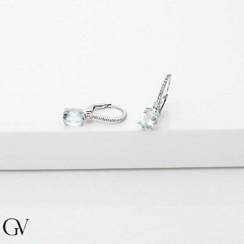 Aquamarin Ohrhänger aus Weißgold mit Diamanten