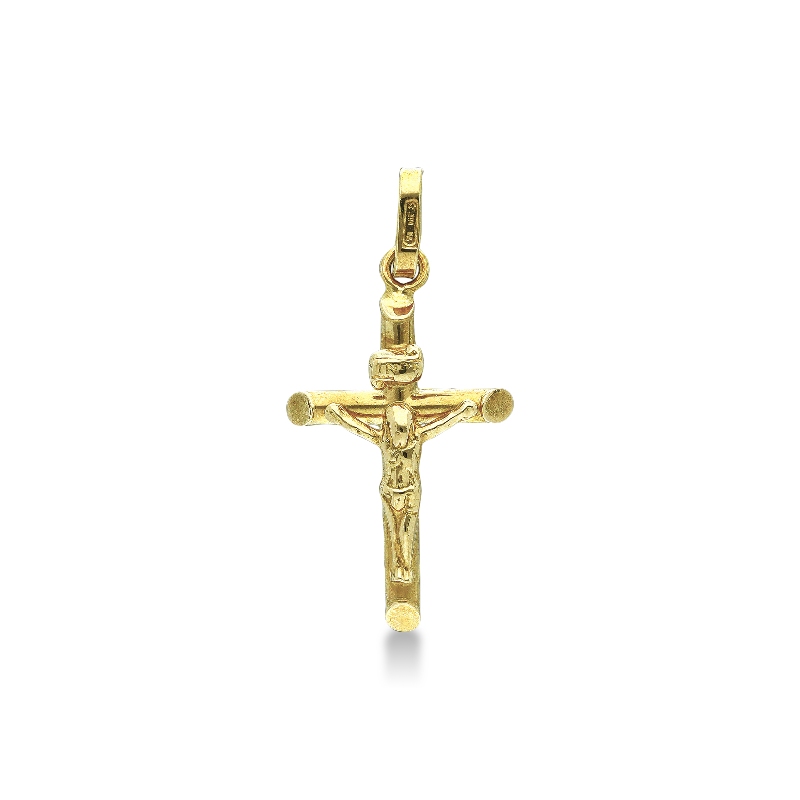 Kreuz Anhänger mit Christus Gelbgold 
