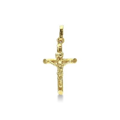 Kreuz Anhänger mit Christus Gelbgold 
