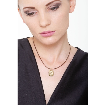 Rechteckige Medaille mit Engel Gelbgold