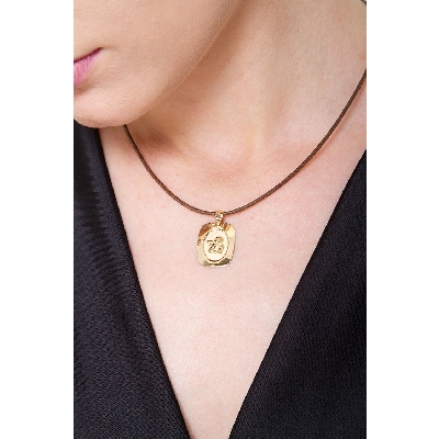 Rechteckige Medaille mit Engel Gelbgold