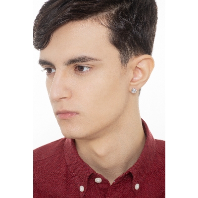 Einzelner Ohrstecker mit Zirkon aus Weißgold 18K