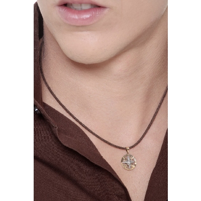 Anhänger Windrose aus 18K Weiß- und Gelbgold 