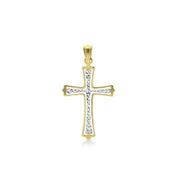 Kreuz Anhänger aus Weiß- und Gelbgold 18k